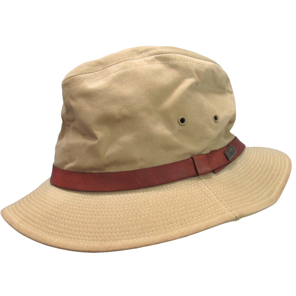 VTG KANGOL DESIGN Men's TAN CANVAS Safari Outdoors SHORT BRIM Fedora Hat Cap M